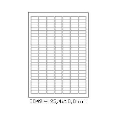 Samoprzylepne etykiety 25,4 x 10 mm, 189 etykiet, A4, 100 arkuszy