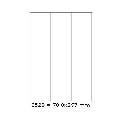 Samoprzylepne etykiety 70 x 297 mm, 3 etykiety, A4, 100 arkuszy