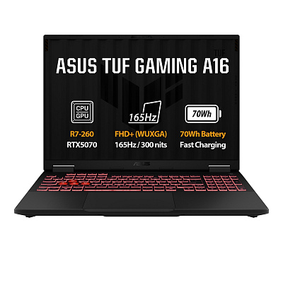 ASUS TUF Gaming A16/FA608UP-RV096W/R7-260/16"/WUXGA/16GB/1TB/RTX 5070/W11H/Szary/2R