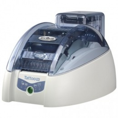 Evolis Tattoo2 RW TTR201BBH-00HS, drukarka kart plastikikowych, single sided, 12 dots/mm (300 dpi), USB, Ethernet, contactless, white, blue