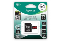 Apacer karta pamięci Secure Digital Card V10, 64GB, micro SDXC, AP64GMCSX10U5-R, UHS-I U1 (Class 10), z adapterem