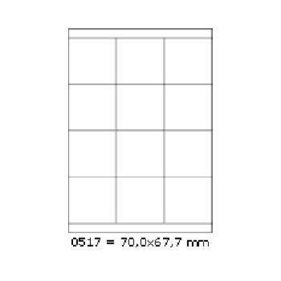 Samoprzylepne etykiety 70 x 67,7 mm, 12 etykiet, A4, 100 arkuszy