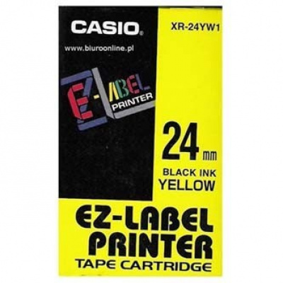 Casio XR-24YW1, 24mm x 8m, czarny druk / żółty podkład, taśma oryginalna