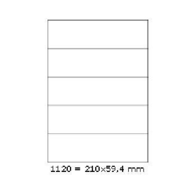 Samoprzylepne etykiety 210 x 59,4 mm, 5 etykiet, A4, 100 arkuszy