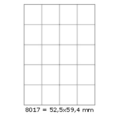 Samoprzylepne etykiety 52,5 x 59,4 mm, 20 etykiet, A4, 100 arkuszy