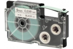 Casio XR-9X1, 9mm x 8m, czarny druk / przezroczysty podkład, taśma oryginalna