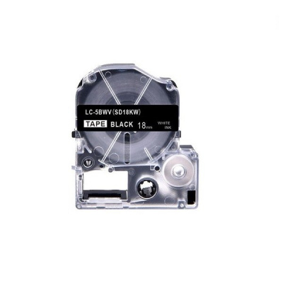 Epson LC-5BWV, SD18KW, 18mm x 8m, biały druk / czarny podkład, taśma zamiennik