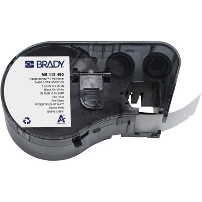 Brady M5-113-490 / 170890, 38.10 mm, Polyester, czarny druk / biały podkład