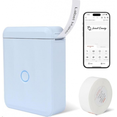 Niimbot D110-M Smart 1AA56301619, etykieciarka, niebieski + etykiety papierowe