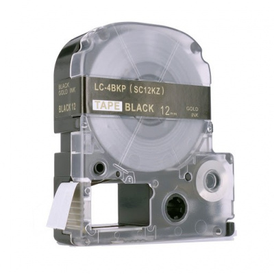 Epson LK-4BKP, SC12KZ, C53S654407, 12mm x 9m, złoty druk / czarny podkład, taśma zamiennik