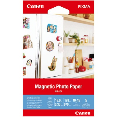 Canon 3634C002 Magnetic Photo Paper, papier fotograficzny, błyszczący, biały, 10x15cm, 4x6", 670 g/m2, 5 szt.