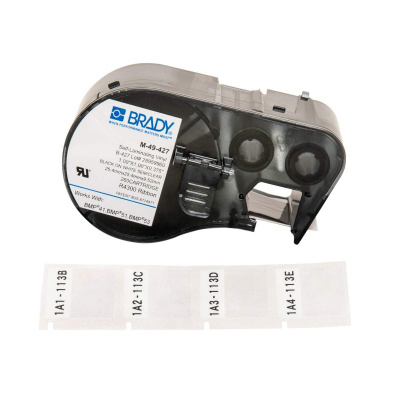 Brady M4-135-427-AW / 170748, 6.35 mm x 27.94 mm, Vinyl, czarny druk / biały podkład