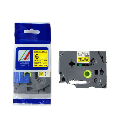 Taśma zamiennik Brother TZ-FX611 / TZe-FX611, 6mm x 8m, flexi, czarny druk / żółty podkład