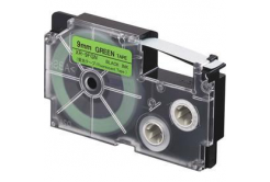 Casio XR-9FGN , 9mm x 8m, czarny druk / sygnał zielony podkład, taśma zamiennik