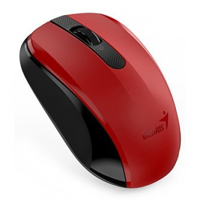 Genius Mysz NX-8008S 31030028401, 1200DPI, 2.4 [GHz], Optyczne, 3 przyciski, Bezprzewodowa USB, czerwony, 1 szt. AA