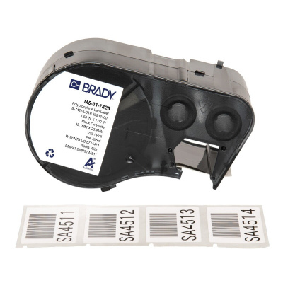 Brady M5-31-7425 / 170846, 38.10 mm, Polypropylene, czarny druk / biały podkład