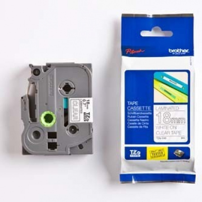 Brother TZ-145 / TZe-145, 18mm x 8m, biały druk / przezroczysty podkład, taśma oryginalna