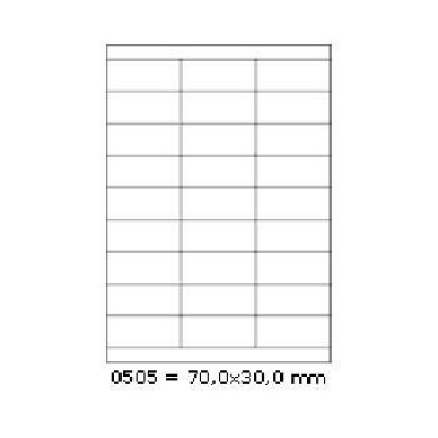 Samoprzylepne etykiety 70 x 30 mm, 27 etykiet, A4, 100 arkuszy
