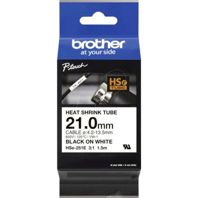 Brother HSe-251E Pro Tape, 21 mm x 1.5 m, czarny druk / biały podkład , taśma oryginalna
