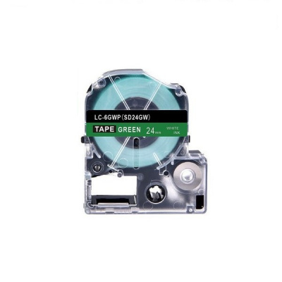 Epson LK-6GWV, SD24GW, 24mm x 9m, biały druk / zielony podkład, taśma zamiennik