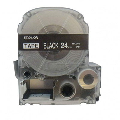 Epson LK-6BWV, SD24KW, 24mm x 9m, biały druk / czarny podkład, taśma zamiennik