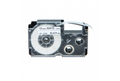 Taśma zamiennik Casio XR-12WE1, 12mm x 8m czarny druk / biały podkład