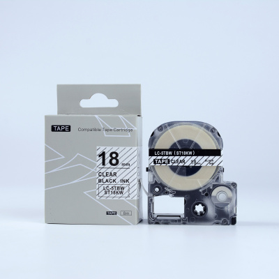 Epson LK-5TBN, ST18KW, C53S655008, 18mm x 9m, czarny druk / przezroczysty podkład, taśma zamiennik