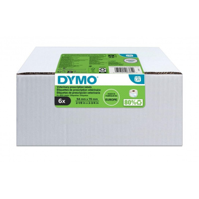 Dymo 2187328, 70mm x 54mm, 6x400szt., etykiety weterynaryjne z białego papieru