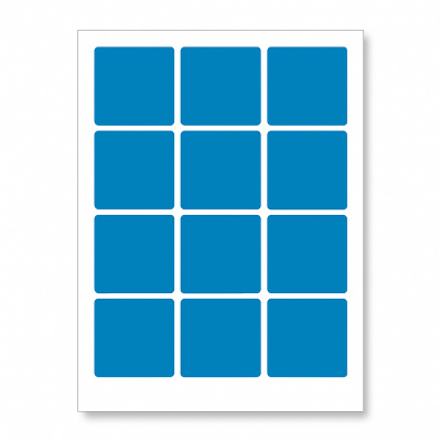 Etykiety samoprzylepne 60 x 60 mm, 12 etykiet, A4, 20 arkusze, niebieske