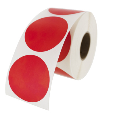 Samoprzylepne etykiety okrągła 35 mm, 1000 szt., czerwone papier dla TTR, rolka