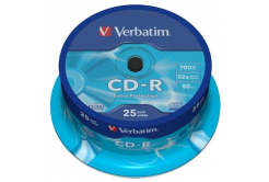 Verbatim 43432 CD-R Extra Protection, 25-sztuk Cake box, 700MB, 52x, 80min., 12cm, bez opcji drukowania