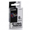 Casio XR-6WE1, 6mm x 8m, czarny druk / biały podkład, taśma oryginalna
