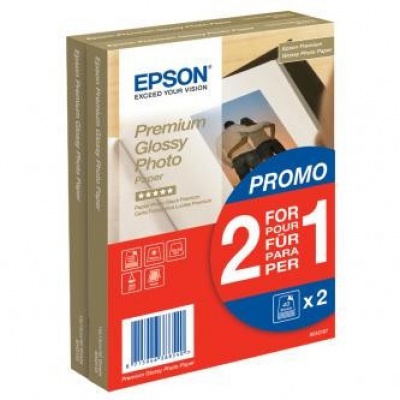 Epson S042167 Premium Glossy Photo Paper, papier fotograficzny, błyszczący, biały, 1+1, 10x15cm, 4x6", 255 g/m2, 2x40 szt.