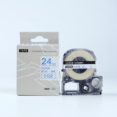 Epson LK-6TLN, ST24BW, 24mm x 9m, niebieski druk / przezroczysty podkład, taśma zamiennik