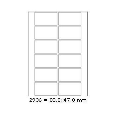 Samoprzylepne etykiety 80 x 47 mm, 12 etykiet, A4, 100 arkuszy
