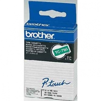 Brother taśma oryginalna do tiskárny štítků, Brother, TC-795, biały druk / zielony podkład, l