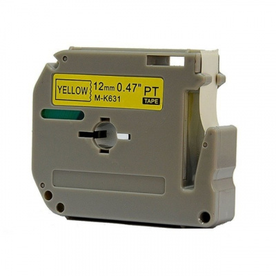 Taśma zamiennik Brother MK-631, 12mm x 8m, czarny druk / żółty podkład