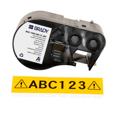 Brady M4C-1000-595-YL-BK / 170834, 25.40 mm x 7.62 m, Winyl, czarny druk / żółty podkład