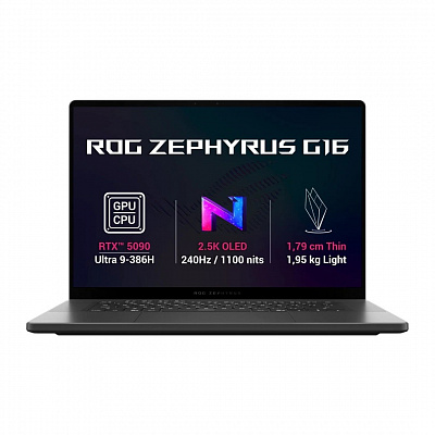 ASUS ROG Zephyrus G16/GU606AX-TB070/U9-386H/16"/2560x1600/64GB/1TB/RTX 5090/bez systemu operacyjnego/Szary/2R