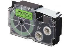 Casio XR-18FGN , 18mm x 8m, czarny druk / sygnał zielony podkład, taśma zamiennik