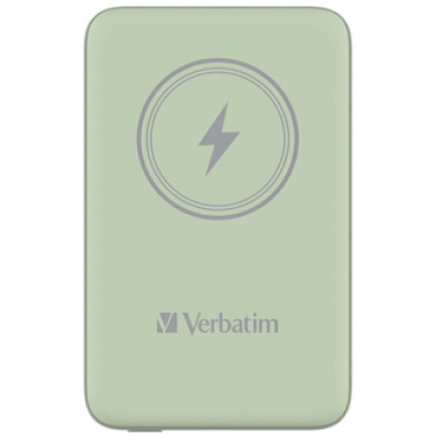 Verbatim, power banka s bezdrátovým nabíjením, 5V, nabíjení telefonu, 32246, 10 000mAh, přísavky pro přilnutí k telefonu, zelená