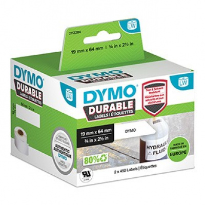 Dymo etykiety polipropylenowe 64mm x 19mm, białe, dla kodów kreskowych, 2x450 szt., 2112284