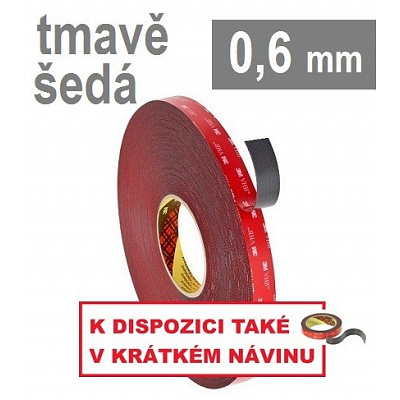 3M VHB™ 4646, gr. 0,6 mm; ciemnoszara dwustronna mocno klejąca taśma akrylowa 19 mm x 33 m