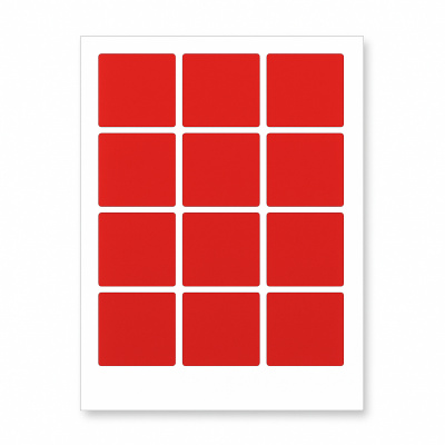 Etykiety samoprzylepne 60 x 60 mm, 12 etykiet, A4, 20 arkusze, czerwone