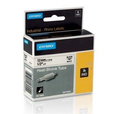 Dymo Rhino 18055, S0718300, 12mm x 1,5m czarny druk / biały podkład, taśma oryginalna