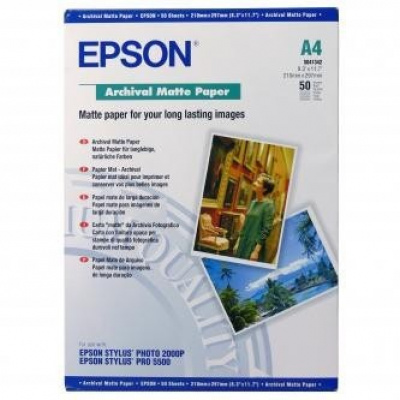 Epson Archival Matte Paper C13S041342, 21x29,7cm, A4, 50szt., atramentowy, biały, papier fotograficzny