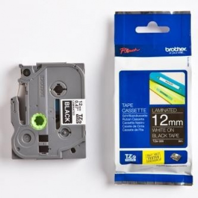 Brother TZ-335 / TZe-335, 12mm x 8m, biały druk / biały podkład, taśma oryginalna