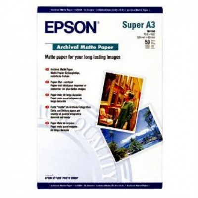 Epson S041340 Archival Mat Paper, biały, 50 szt., drukowanie atramentowe, A3+, 192 g/m2