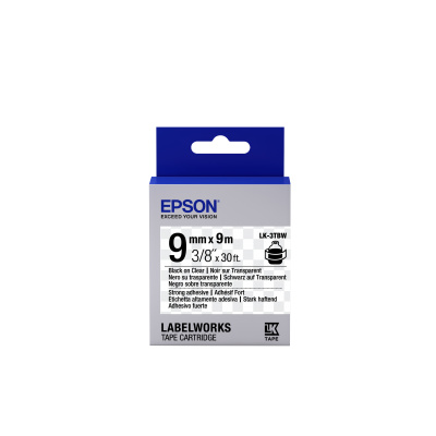 Epson LabelWorks LK-3TBW C53S653006 9mm x 9m, czarny druk / przezroczysty podkład, silna przyczepność, taśma oryginalna