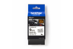 Brother TZ-FX221 / TZe-FX221, 9mm x 8m, czarny druk / biały podkład, taśma oryginalna